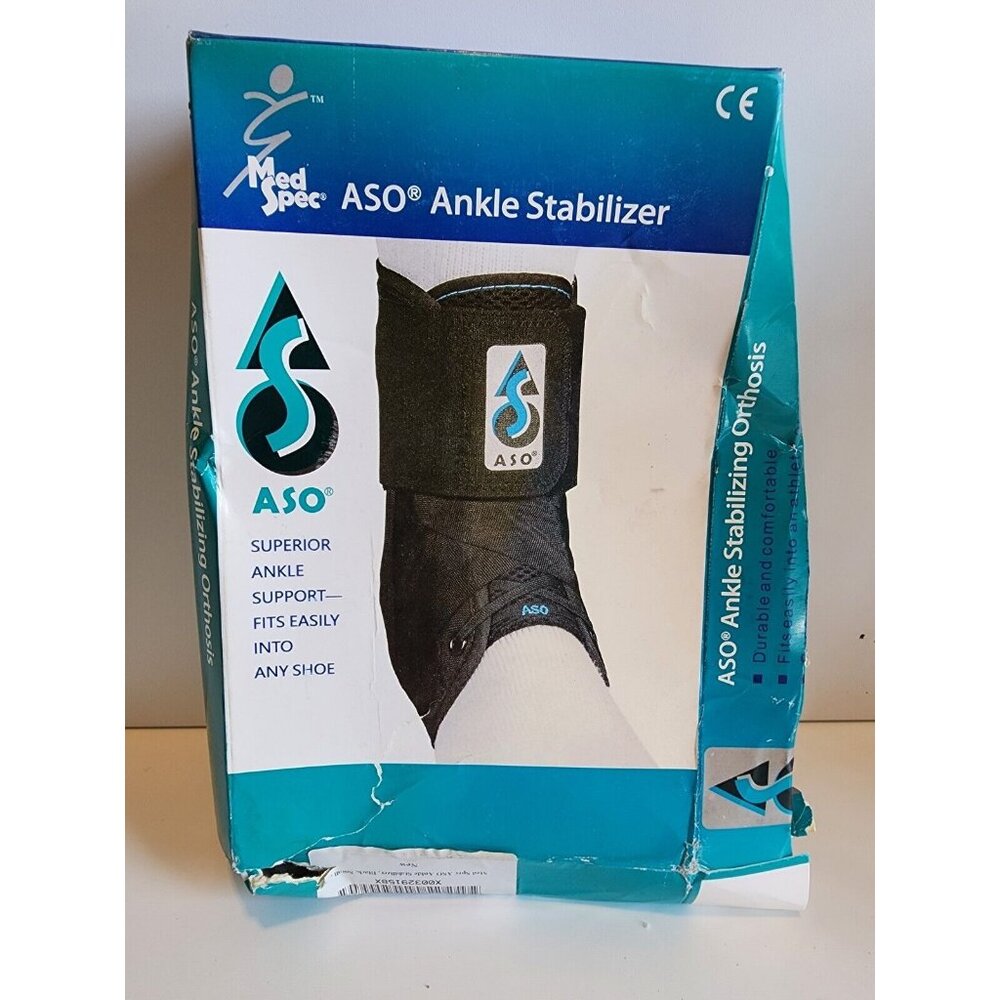 Med Spec ASO Ankle Stabilizer - Black, Size Small, Damaged Box but Item Is New